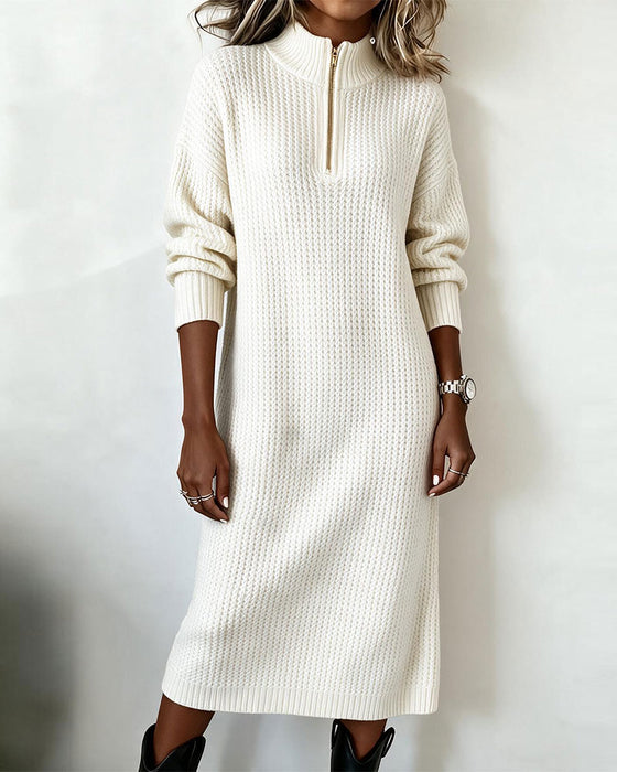 Genserkjole Halv-Zip Turtleneck Ensfarget