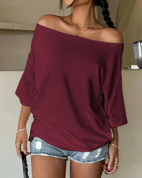 Bluse Enskulder Flaggermuserme Ensfarget