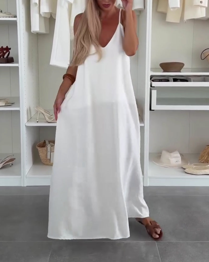 Kjole Ryggfri Tank Topp Ferie Maxi