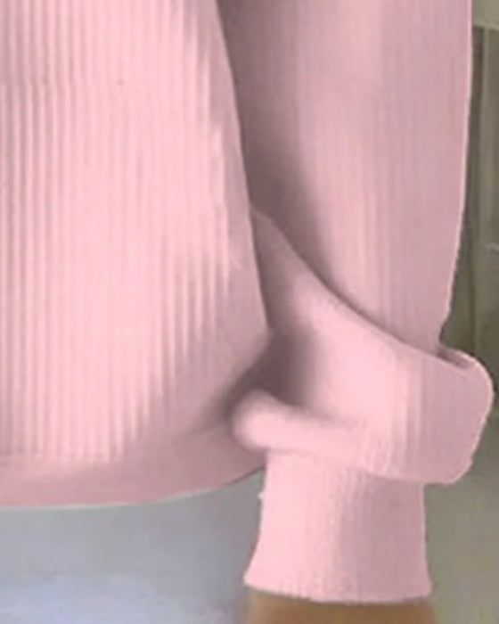 Langermet Sweatshirt Med Knapper Og V-Utringning