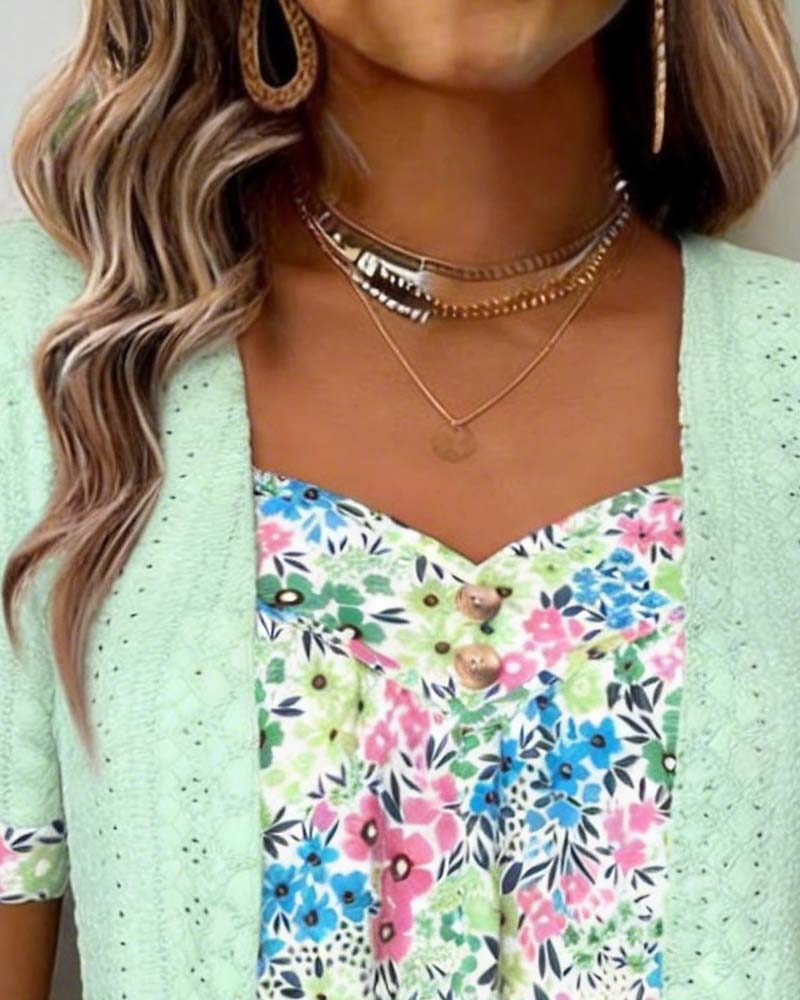 Bluse Falsk Todelt Trykk Hul