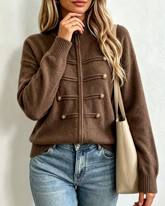 Cardigan Mandarin Krage Mote Glidelås Strikket