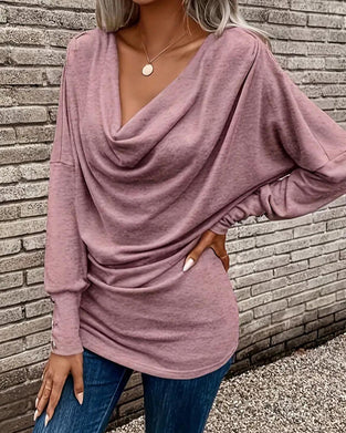 T-Shirt Mock Neck Solid Knapp Lang Erme