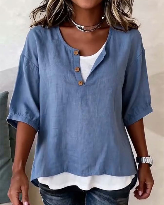 Bluse Falsk Todelt 3/4-Erm