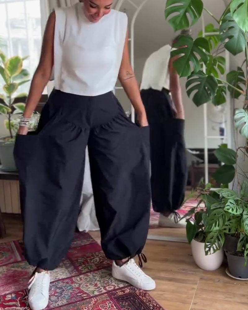 Bukser Høy Midje Løs Komfortabel