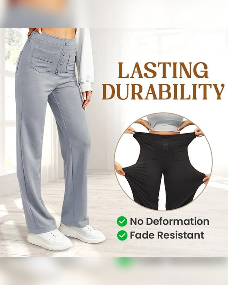 Bukse Høyhalset Knapping Vide Ben