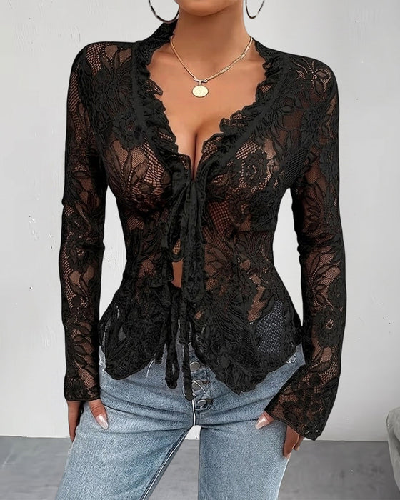 Bluse V-Hals Knyte Blonde
