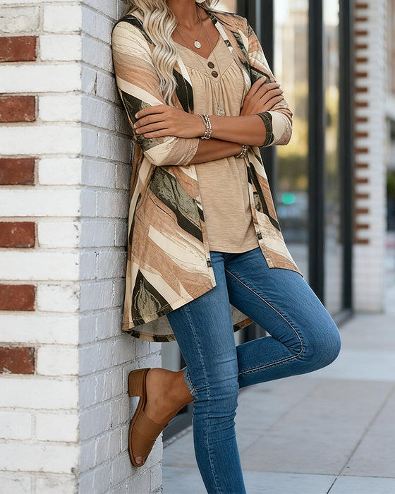 Tofarget Topp Med Patchwork-Mønster