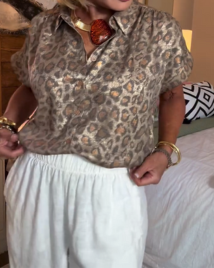 Bluse avslappet leopardprint