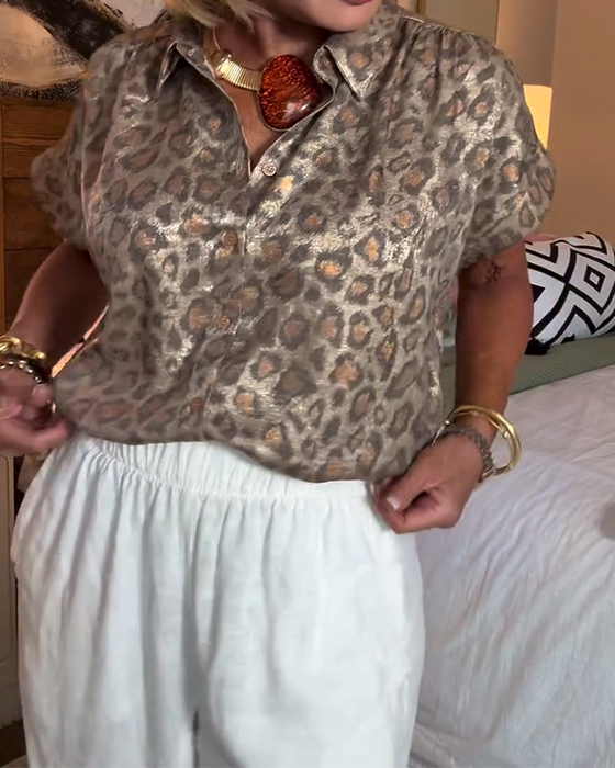 Bluse avslappet leopardprint