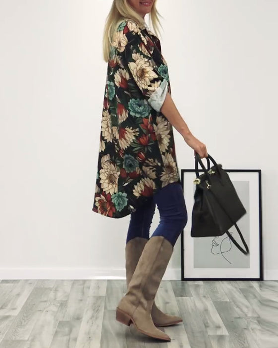 Lapel-skjorte med leopardmønster