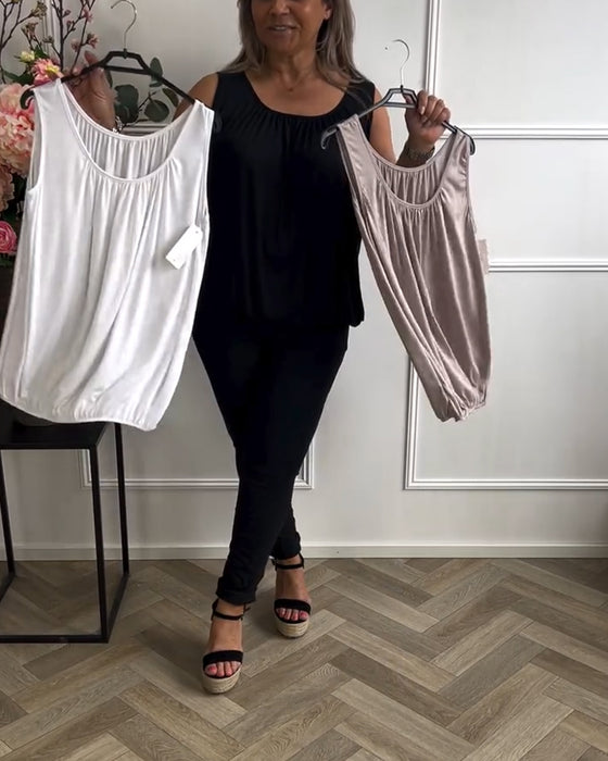 Topp Uten Ermer Ensfarget Foldet