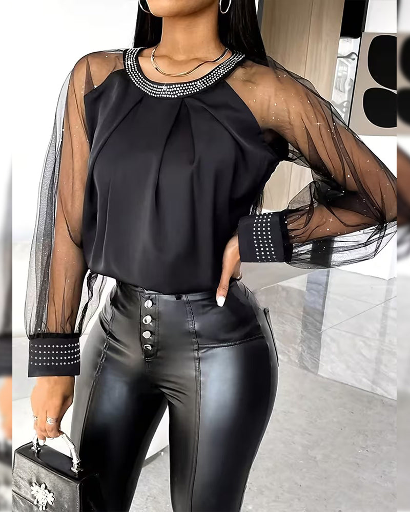 Bluse Hette Rinsten Mesh Langermet Modisk