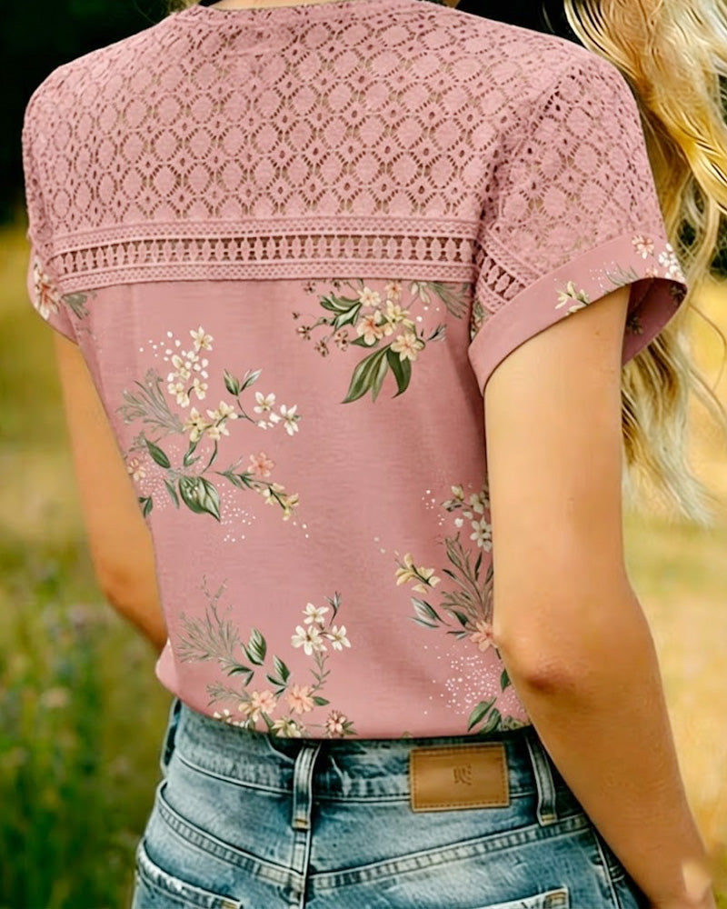 T-Skjorte Utskjæring Lappeteknikk Kort Erme