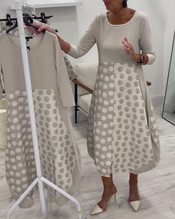 Kjole Rund Hals Prikkete Lappetulipan