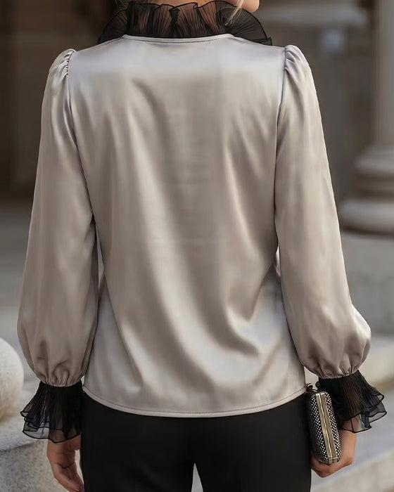 Bluse V-Hals Ruffle Casual