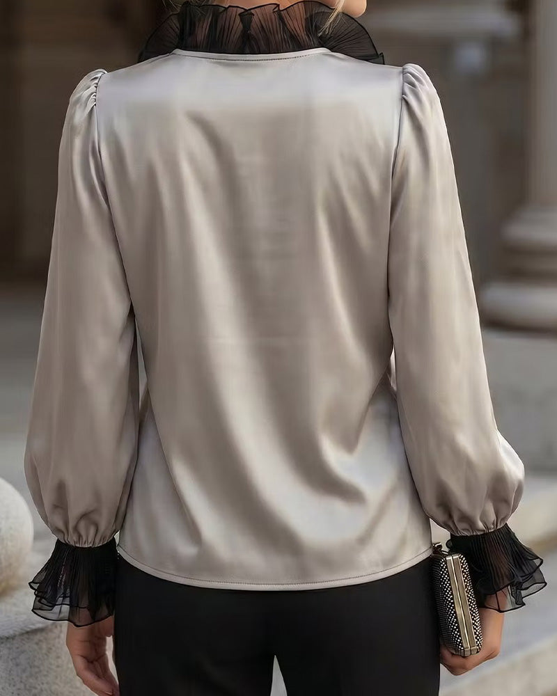 Bluse V-Hals Ruffle Casual