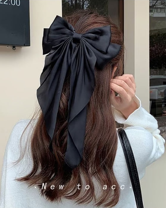 🔥 Stor Sløyfe Hårklemme For Kvinner – Bryllup & Hverdag Hestehale Accessory Med Lang Hale