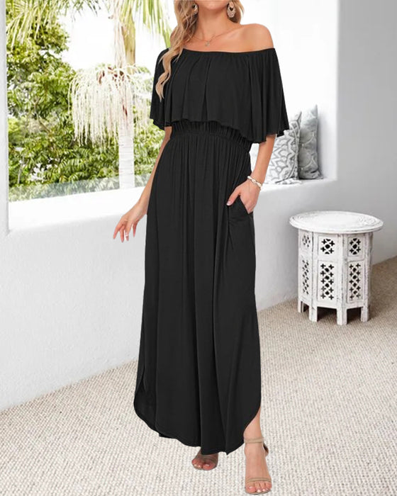 Kjole Off-Shoulder Ruffle Spalte