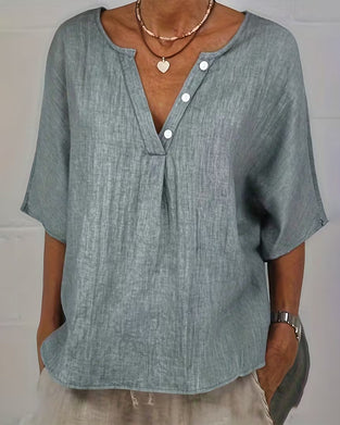 Topp Løs Passform Ensfarget Kortermet