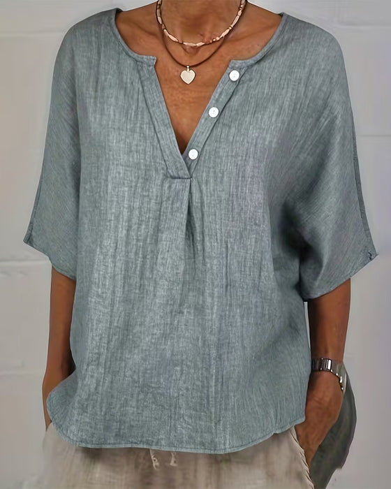 Topp Løs Passform Ensfarget Kortermet