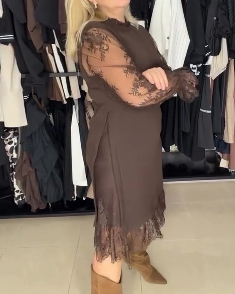 Kjole Knipling Lappeteppe Stilig Langermet