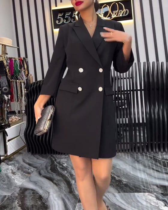 Krage Slips Kjole Dobbelkneppet Dress