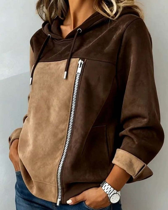 Hoodie Hetter Snor Kontrast Glidelås