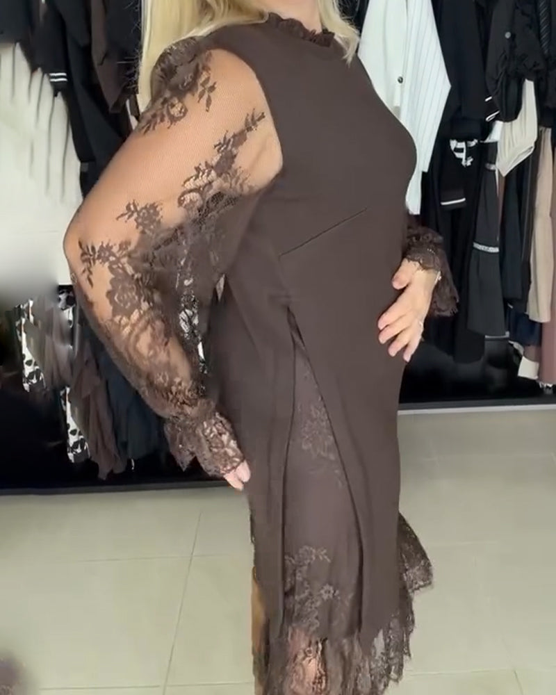 Kjole Knipling Lappeteppe Stilig Langermet