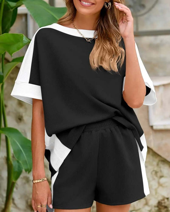 Set Fargeblokk Kort Erme Shorts Avslappnet