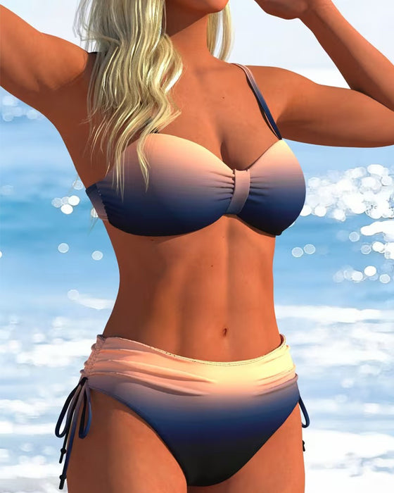 Bikini Gradient Mønster Snøre Mote