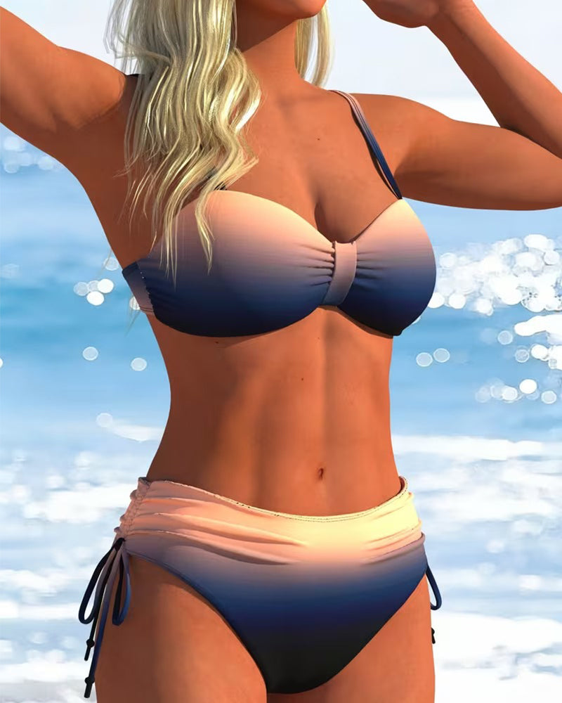 Bikini Gradient Mønster Snøre Mote
