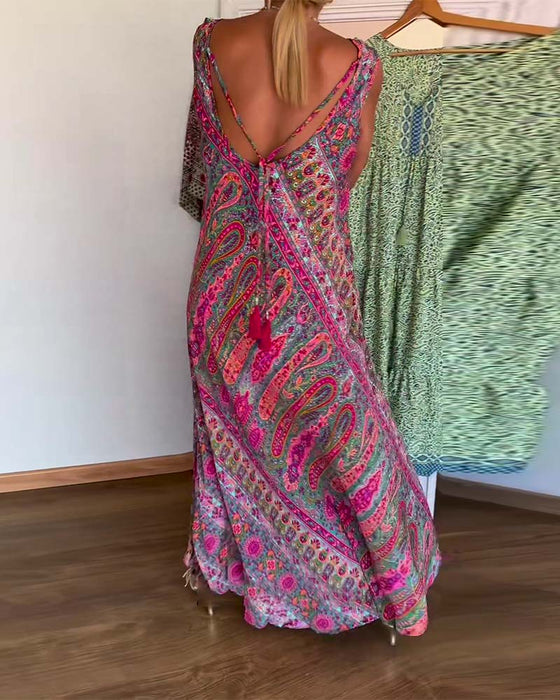 Kjole Ermløs Løs Kasjmir Print