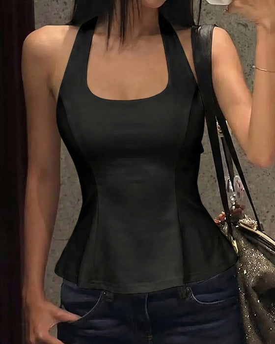 Tank Tops Halter Firkantet Hals Chic