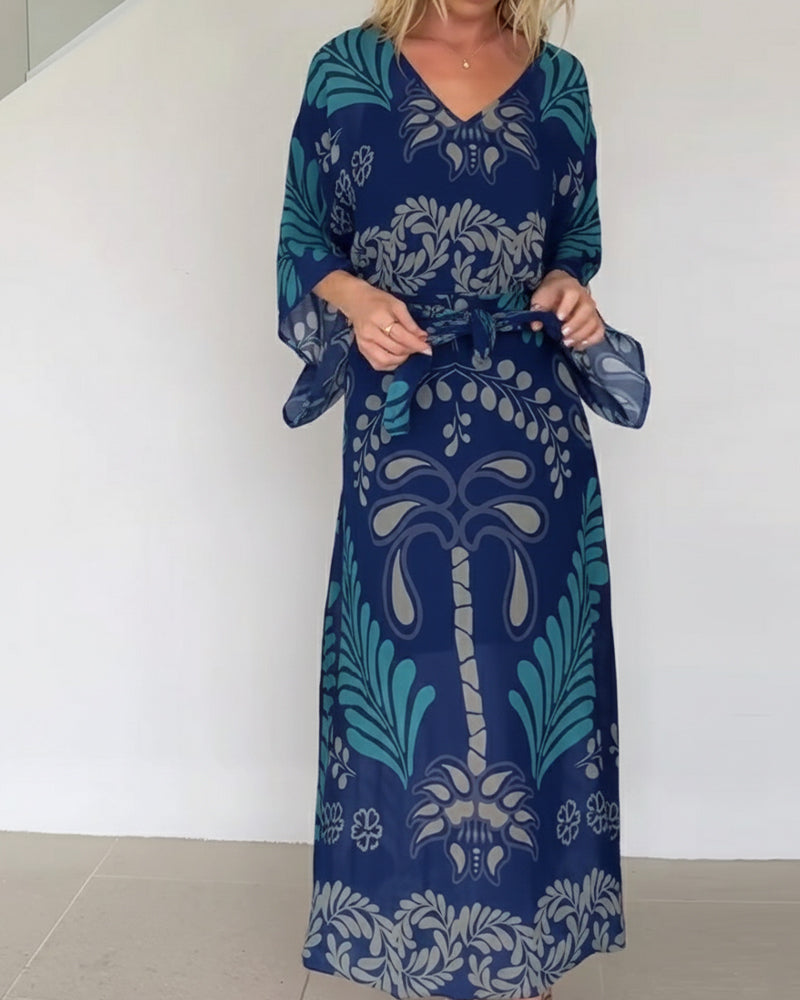 Kjole Bohemisk V-hals Løs