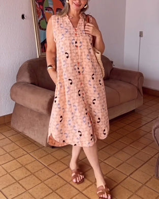 Kjole V-Hals Printed Casual Årmeløs