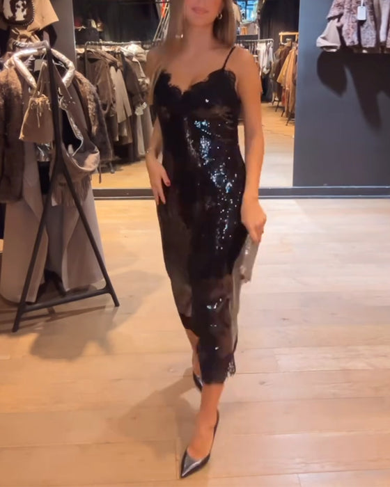 Sofistikert Spaghetti Stroppkjole For Kvelden