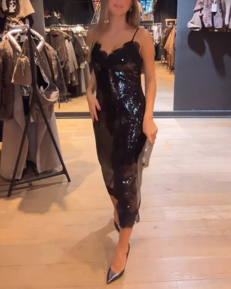 Sofistikert Spaghetti Stroppkjole For Kvelden