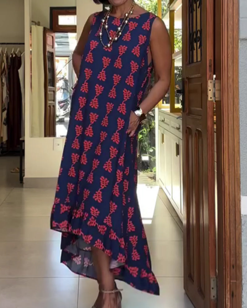 Kjole Trykt Ermløs Uregelmessig