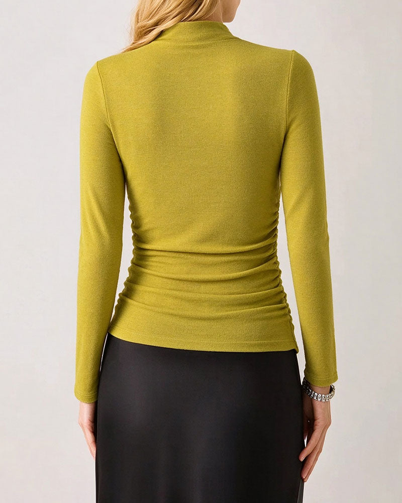 Topp Halv Turtleneck Side Rynket Base