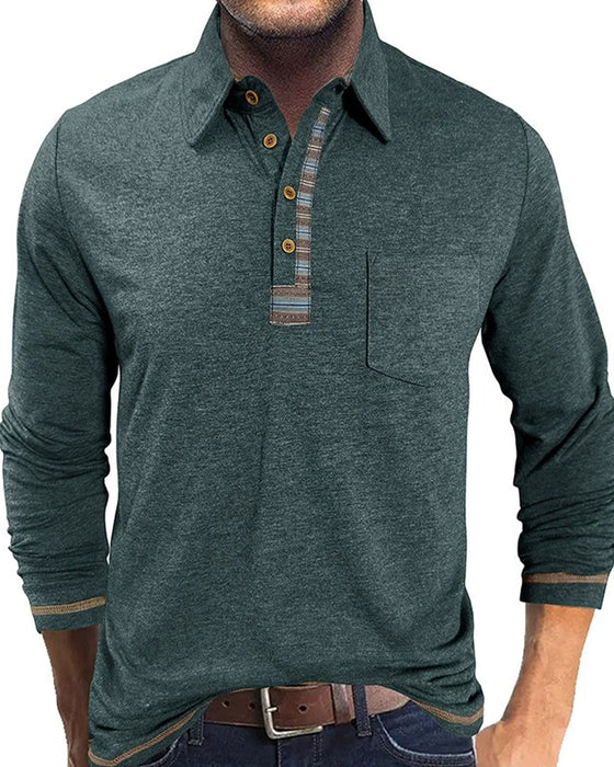 Bluse Menn Knapp Jakkeslag Polo