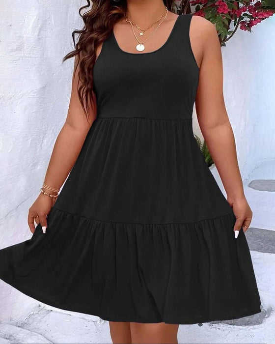 Kjole Dobbel Lag Lag Ruffle Tank