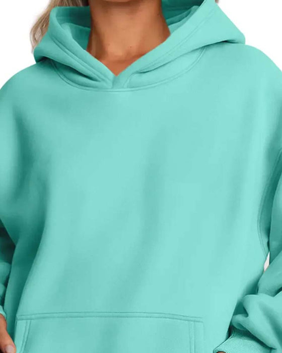 Hoodie Solid Farge Lang Erme Casual