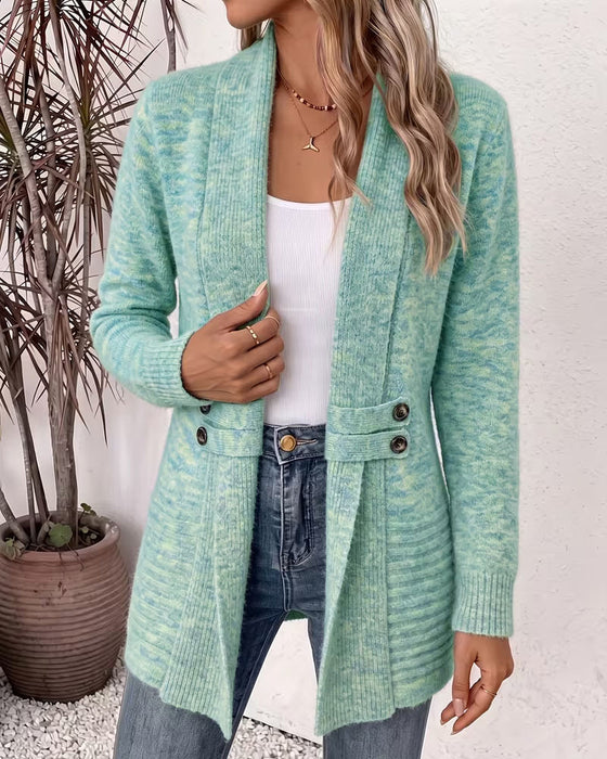 Cardigan Solid Farge Knapp Pyntet
