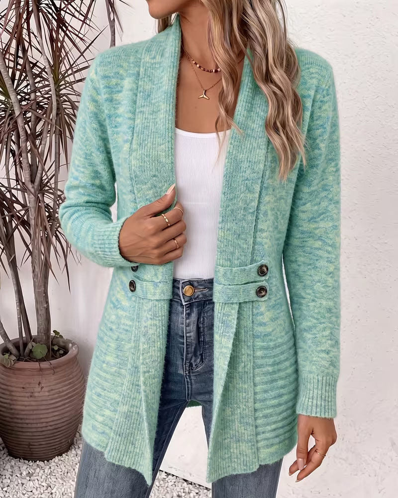 Cardigan Solid Farge Knapp Pyntet