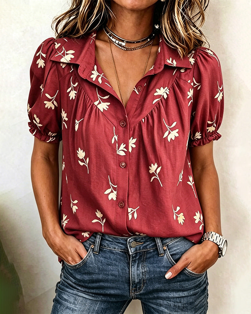 Bluse Boble Erme Casual Rynket