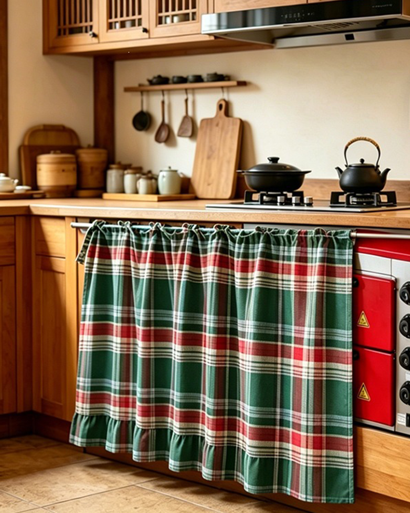 🎄 Julekjøkken Knyteforkle | Festlige Høytidsdesign Med Lommer & Rysjekant ✨