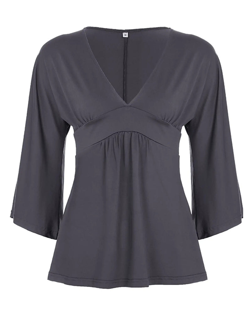 Topp Sexy Dyp V-Hals Kortermet