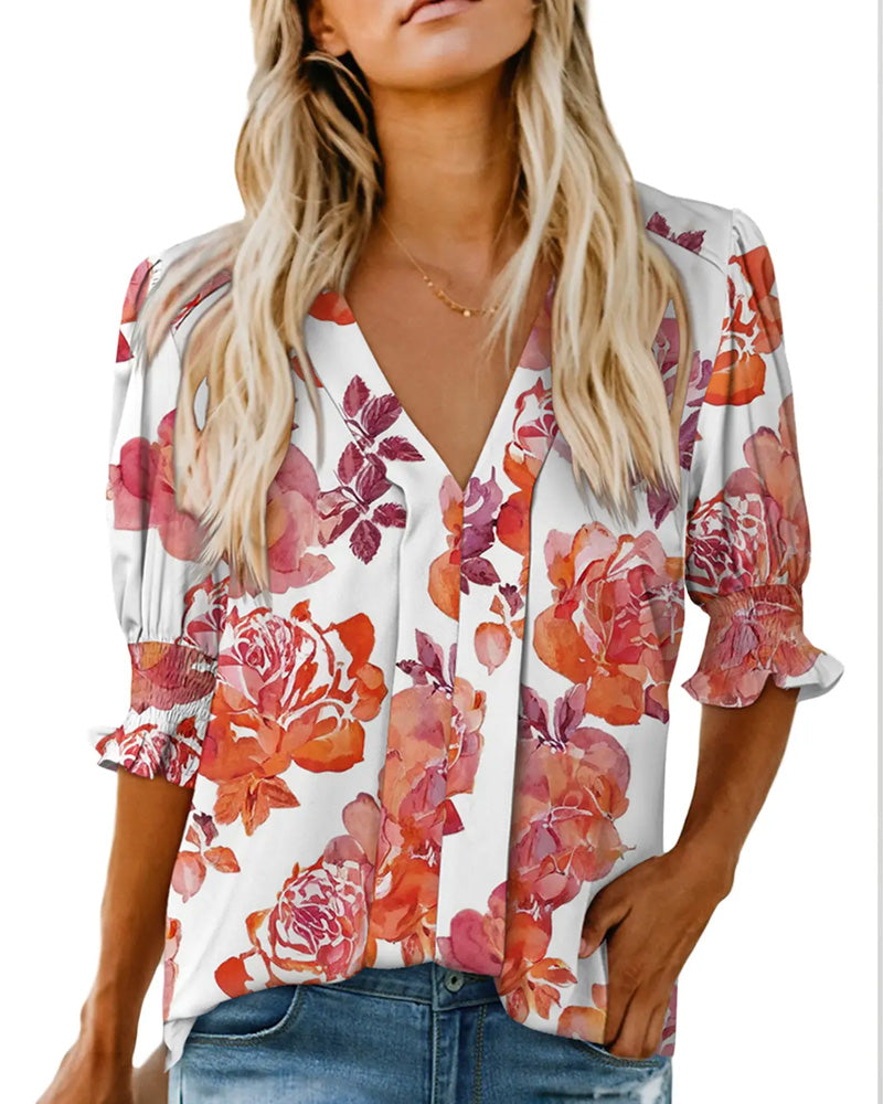 Bluse Elegant Liten Blomsterprint