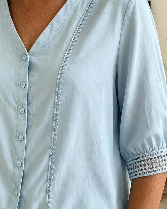 Bluser V-Hals Knapp Blonder